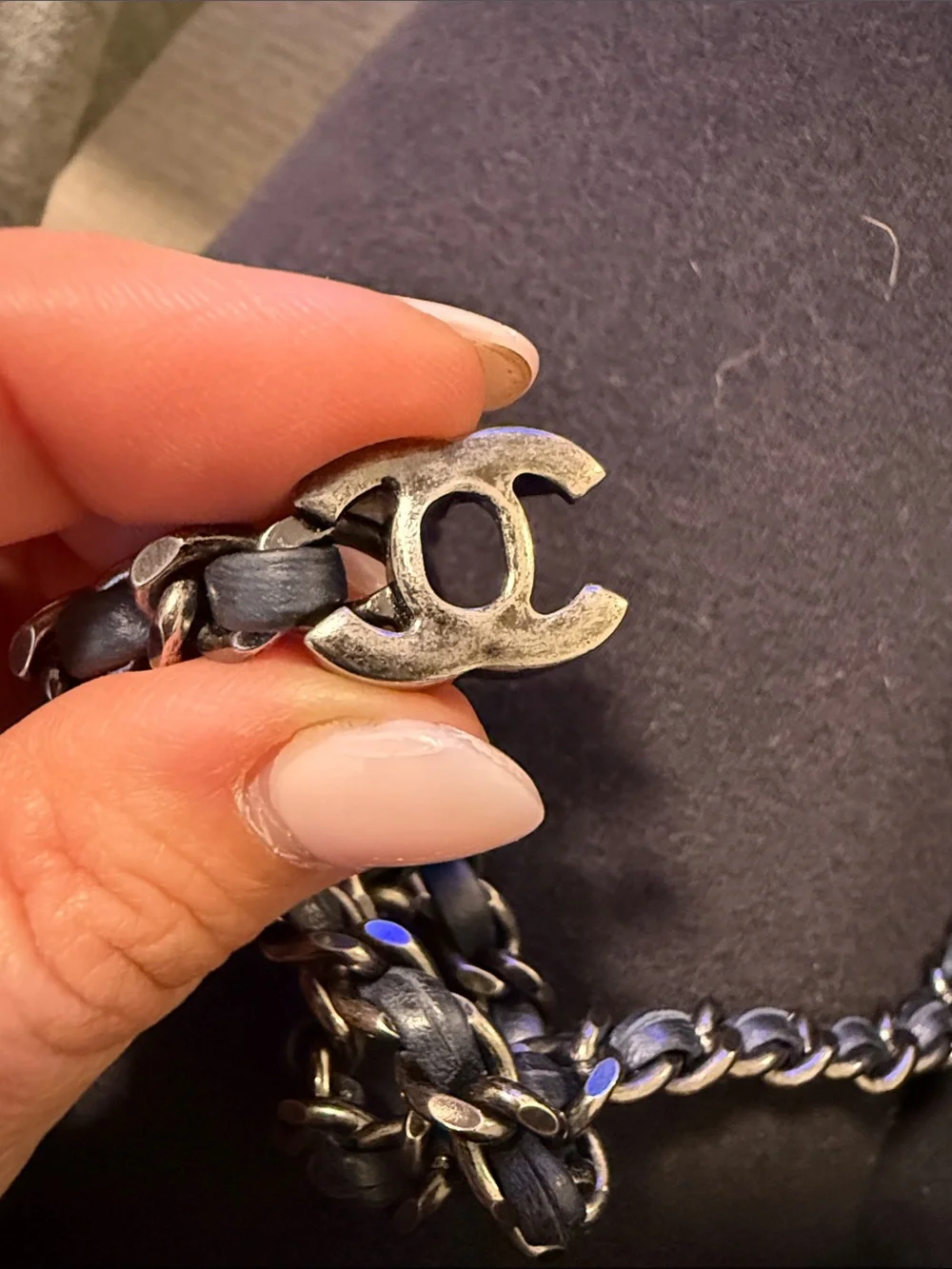 Chanel Blue Leather Wrap Bracelet